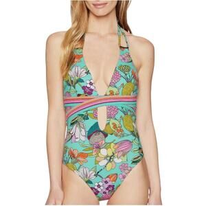Trina Turk Women's Size 6‎ Key West Botanical Plunge One-Piece Swimsuit